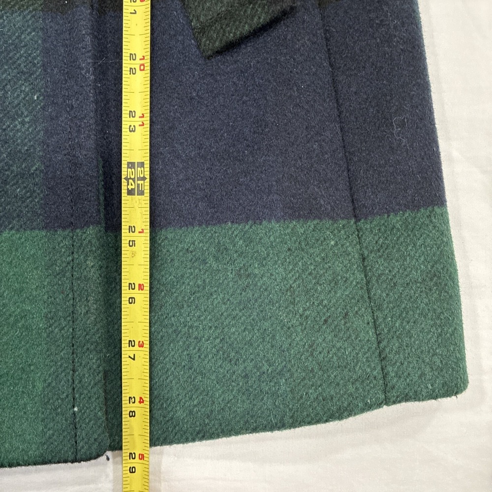 St. John's Bay Plaid Peacoat Wool Blend Jacket Size S Green Navy Double Breasted - Picture 7 of 8